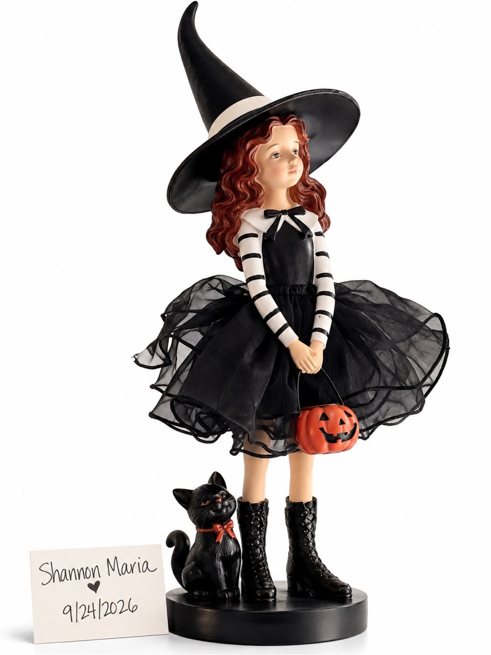 Halloween Witch w/ Black Cat & Pumpkin 🎃 RARE Whimsical Decor